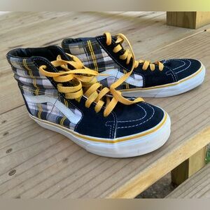 Vans Sk8 Hi Hightops Plaid (yellow/black/white/grey)  Women's 7 Men's 5.5
